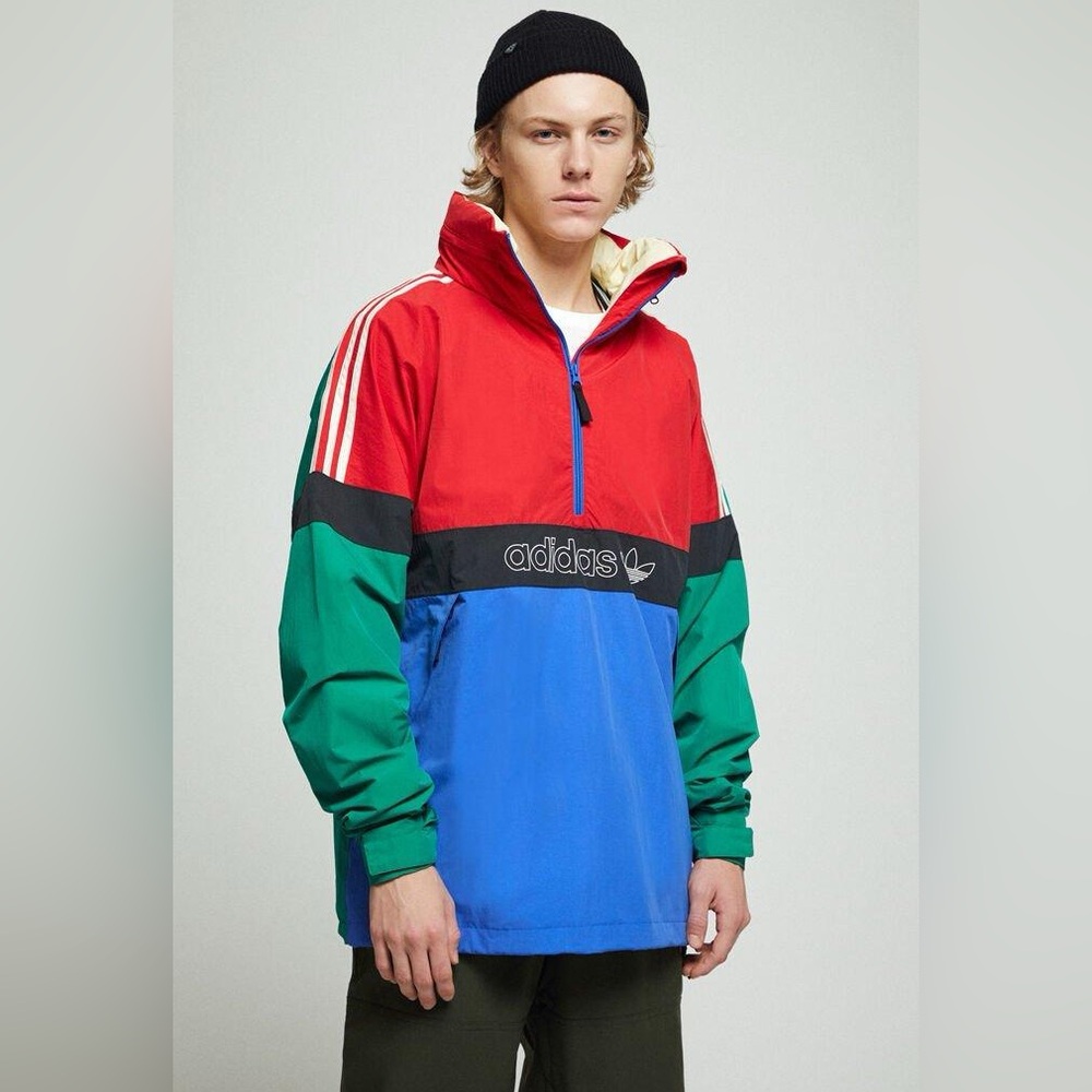 Adidas Men’s BB Snowbreaker Green, Blue, Red Jacket, Size Small, Retro Vibe